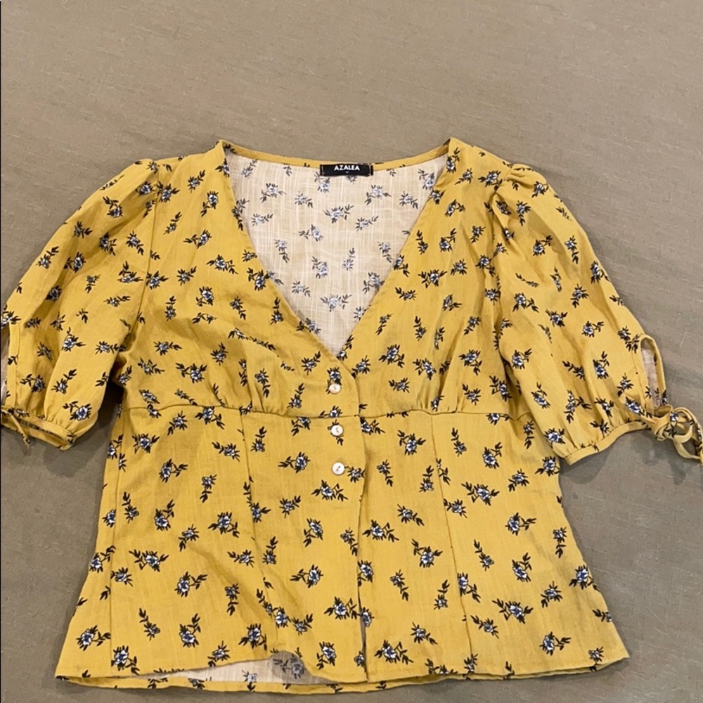 Yellow Azalea floral blouse